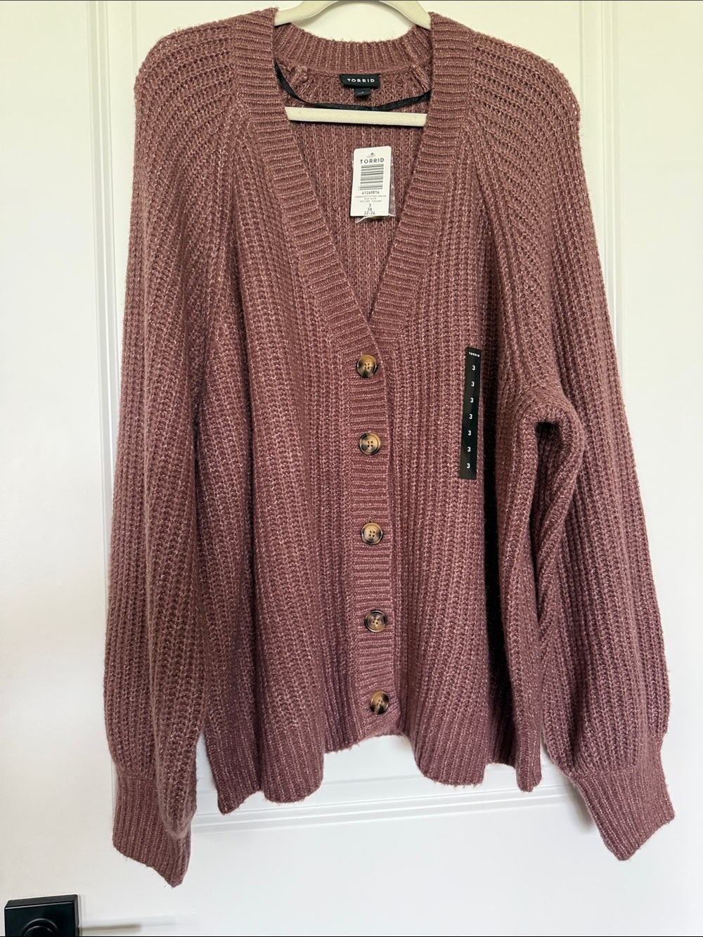 torrid dusty rose button-front ribbed cardigan